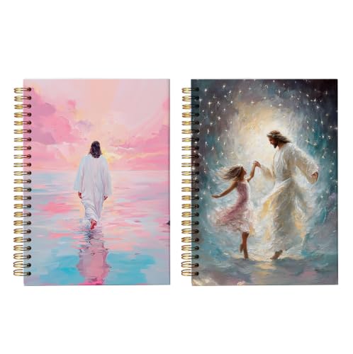 bitCNY Jesus Walking on Water Notebook Set, Christian Faith Journals 855 - color: Jesus Walking with Little Girl Dancing
