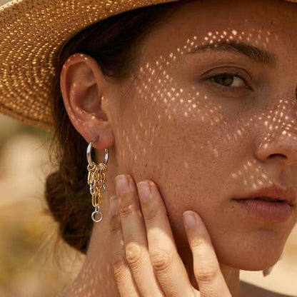Gold Dangle Earrings for Women，Tassel Hoop Earrings with Charms - color: D