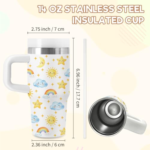 Cute Cartoon Sky Gifts for Kids - 14 oz Tumbler with Handle and Straw, Stainless Steel Insulated Sky Cup, BPA Free Tumblers Birthday Gift for Nature & Weather Lover, Outdoor Sports, Travel - color: Moon1