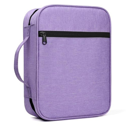 GERMUN Bible Cover with Durable Handle, Carrying Book Case Church Bag Bible, Protective with Zippered Pocket, Bible Study Accessories Supplies, Book Protector for Book Lovers, Purple - color: Purple