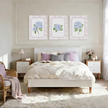 NCCXNCC 3Pcs College Style Blue Hydrangea Canvas Wall Art 12x16 Inch Frame - color: Blue Hydrangea, size: 12×16inch
