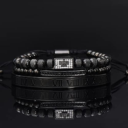 WFYOU Stainless Steel Bracelets for Men Gold Cuff Bracelet Birthday Gifts - color: Black 8