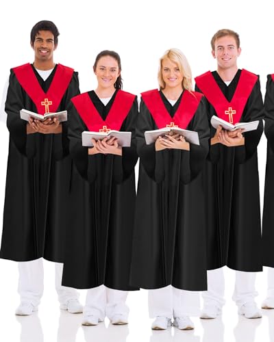 Toulite 6 Pcs Choir Robes for Church Adults - color: Black, size: Size 54