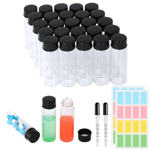 15ml 25pcs Small Clear Glass Vials with Screw Cap (with Droppers & Lables) - size: 15ml 25pcs