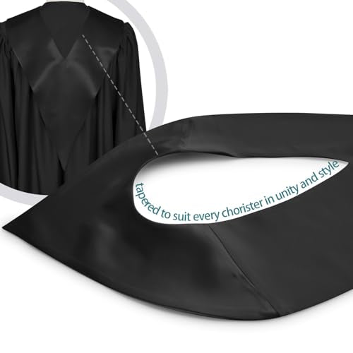 Premium Choir V Stole - Solid Color - Satin - Unisex - color: Black