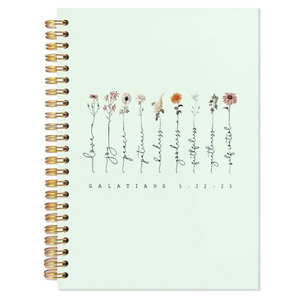 Green Christian Journaling Notebook, Galatians 5:22-23 Bible Notebooks for Note Taking, Scripture Journals for Writing, Prayer Journal for Woman, Religious Spiral Notebook 5.5x8.3 Inch - color: 29:11
