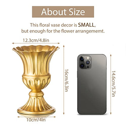 Sziqiqi Gold Metal Compote Vase, Urn Vases for Table Centerpiece, 10Pcs - color: Gold, size: 6.3in-10pcs