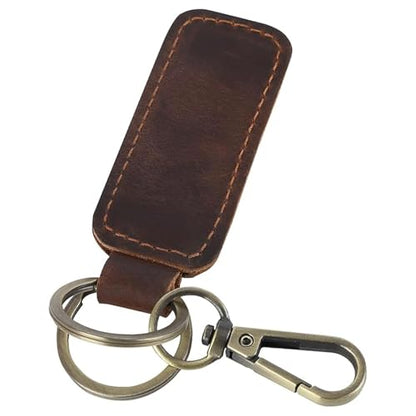Jack&Chris Genuine Leather Car Keychain, Universal Key Fob Keychain, Leather Key Chain Holder for Men and Women, JC306 - color: Red Brown