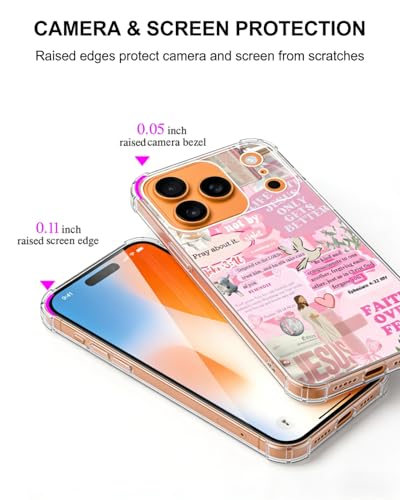 Pink Christian Bible Verses Phone Case Compatible with iPhone 17 Pro Max, Lord Lamb Phone Cover for iPhone 17 Pro Max - color: Pink Bible Verses