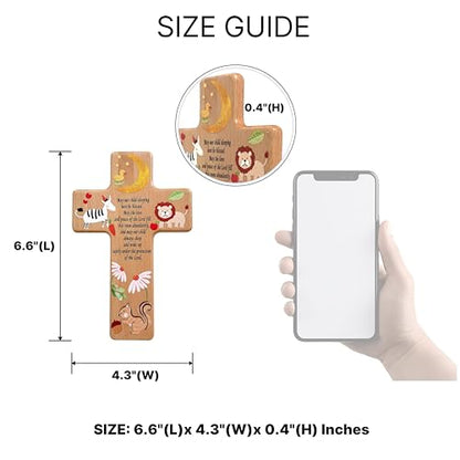 Oraaham Baby Wall Cross-Decorative Wood Cross & angel Child room Wall Hanging for Nursery Perfect Keepsake Baptism, Christening Gift for Boys&Girls