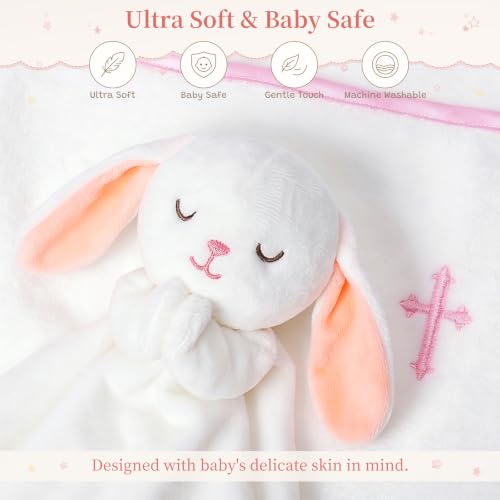Baptism Gifts for Girls, Christening & Dedication Catholic Keepsake Set - color: BABY PINK BUNNY