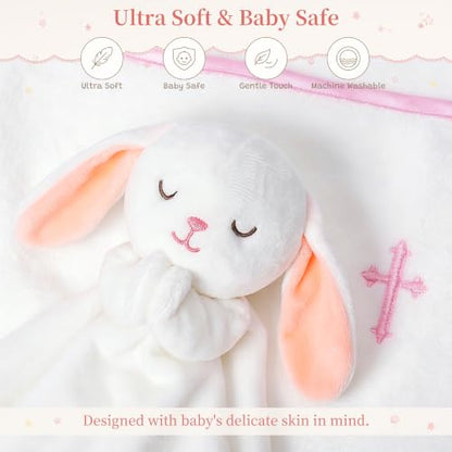 Baptism Gifts for Girls, Christening & Dedication Catholic Keepsake Set - color: BABY PINK BUNNY