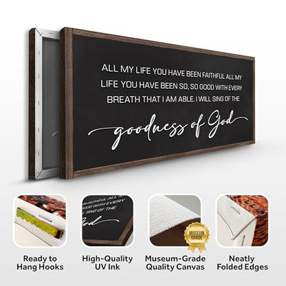 Tailored Canvases The Goodness of God Wall Art – Christian Decor Featuring “All of My Life You Have Been Faithful” To the Goodness of God Sign for Bedroom or Living Room 10x20 - size: 10x20