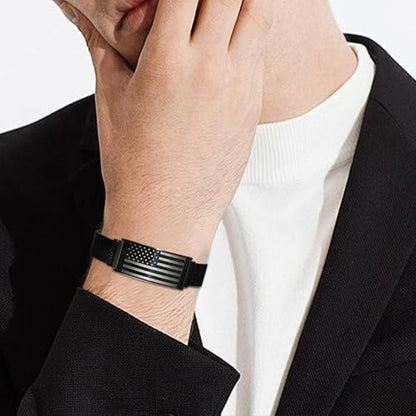 DuoDiner Cross Bracelet for Men Gifts Christian Confirmation Baptism Gifts - color: Black, size: Flag-Joshua 1:9