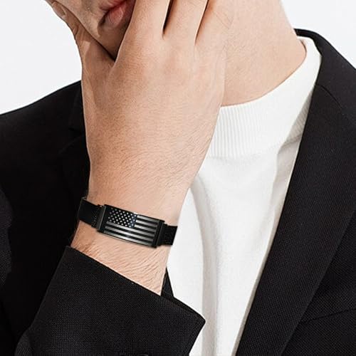 DuoDiner Cross Bracelet for Men Gifts Christian Confirmation Baptism Gifts - color: Black, size: Flag-Confirmation