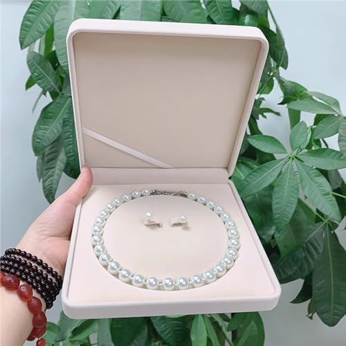 Jewelry Velvet Box Pearl Necklace Earring Bracelet Gift Display Case Wedding Jewelry Storage Holder (Beige For Pearl Necklace Earrings) - color: Beige For Pearl Necklace Earrings
