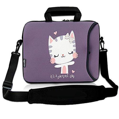 RICHEN 11 11.6 12 12.5 13 inches Case Laptop/Chromebook/Notebook PC Tablet Travel Case Neoprene Handle Sleeve with Shoulder (11-13.3 inch, Cute Cat) - color: Cute Cat, size: 11-13.3 inch