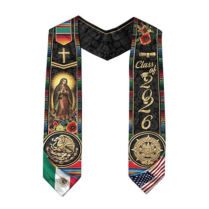 Mexico Graduation Sash, Cross Graduate Stole, Class Of 2026, Mexican Stole - color: Ds 02