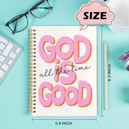 God Is Good Motivational Christian Notebooks, Pink Prayer Journal Office Supplies Gifts for Desk Woman Men, Bible Hardcover Spiral Journaling Notebook, 5.5x8.3 Inch - color: all the time