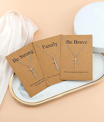 Lcherry Faith Cross Pendant Necklace for Women Religious Christian Jewelry Birthday Christmas Gifts for Women - style: 23-Family