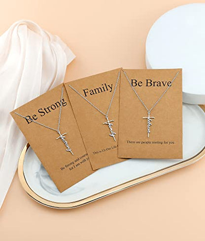 Lcherry Faith Cross Pendant Necklace for Women Religious Christian Jewelry Birthday Christmas Gifts for Women - style: 23-Family