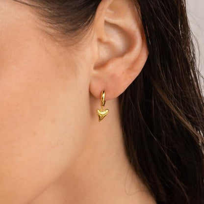 Dangle Earrings for Women, Dainty Huggie Hoop Dangle Earrings - color: Shark Tooth 01 Dangle Gold