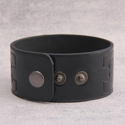 GelConnie Punk Leather Cuff Bracelet Adjustable Straps Wrap Bracelets Arm Armor Cuff Gothic Leather Wristbands for Men, Women - color: MLPB085-Black