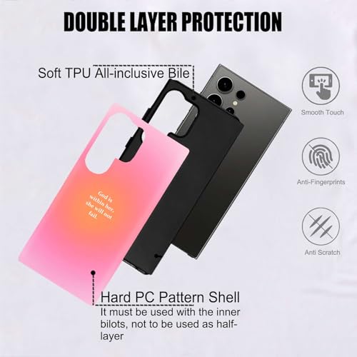 Christian Cross Faith Bible Verses Phone Case for Samsung Galaxy S24 Ultra, Shockproof Soft TPU & Hard PC Hybrid 2-Layer Protective Phone Cover for Women Girls Aura Pink - color: Aura Pink, size: Galaxy S24 Ultra