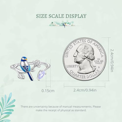 MUNDELL Blue Turtle Koi Fish Adjustable Ring Bird Animal Open Ring Seahorse Chameleon Wrap Finger Rings for Women Statement Ring - color: Indigo Blue