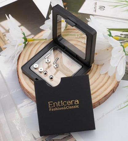 Enticera 14K Gold Stud Earrings for Women 20g Leaf Cross Bar Handmade Flat Back Earrings Hypoallergenic Nap Screw Back Cartilage Earrings Tragus Helix Piercing Jewelry - color: Silver Tone, style: Bar