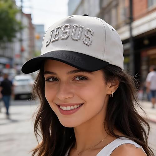 Christian Jesus Hats, Adjustable Denim Cotton Faith Blessed Baseball Cap for Men Women