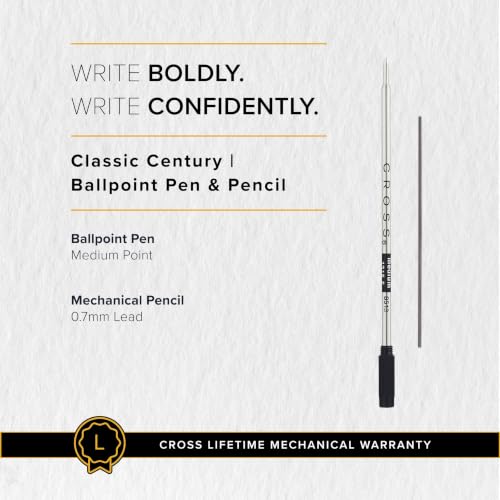 Cross Classic Century Classic Black Pen & Pencil Set, Gift-Ready - color: Black with 23KT Gold Plated