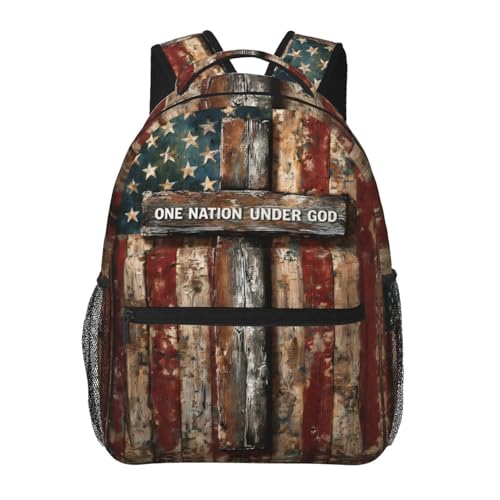 Giwawa Patriotic Christian Backpack for Girls Ages 4-12 American Flag Boys Backpacks for Elementary 1st 2nd 3rd 4th 5th Grade Kids School Book Bags One Nation Under God - color: Patriotic Cross