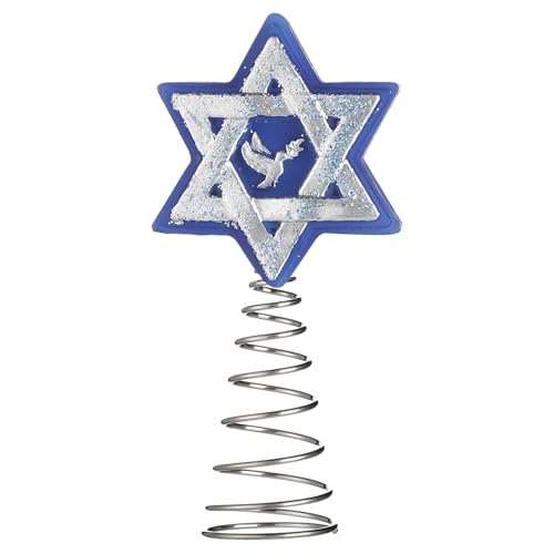 Namalu Christmas Hanukkah Tree Topper 4 Inch Mini Star of David Tree Topper Small Hanukkah Ornament Decor for Chanukah Jewish Home Xmas Wine Bottle Wedding Bridal Shower Holiday Party Decoration - style: Hexagram