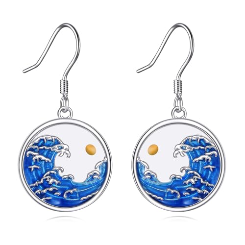 AOBOCO Mustard Seed Earrings for Women Sterling Silver Mountain Cross Earrings Dangle Christian Religion Jewelry Mothers Day Birthday for Mom Wife Friends - style: Round Wave Hooks Earrings