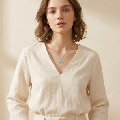 Cross Necklace Origami/Wooden/Caravaca/Faith Pendant Necklace Christian Religious Catholic Cross Jewelry Gift for Women Men - color: Faith Cross