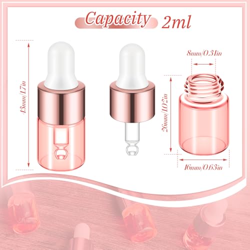 Didaey 100 Pcs Mini Glass Oil Dropper Bottle, 2 ml, Blush Pink - color: Blush Pink, size: 2 ml