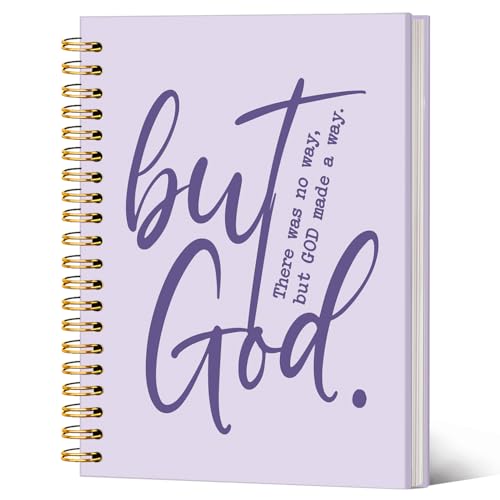 Purple Christian Notebook Journal, Bible Verse Inspirational Journal for Women, Bible Journaling Supplies, Christian Gifts for Women, But God Religious Scripture Spiral Notebook 5.5x8.3 Inch - color: But God-Purple