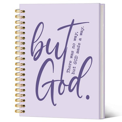 Purple Christian Notebook Journal, Bible Verse Inspirational Journal for Women, Bible Journaling Supplies, Christian Gifts for Women, But God Religious Scripture Spiral Notebook 5.5x8.3 Inch - color: But God-Purple