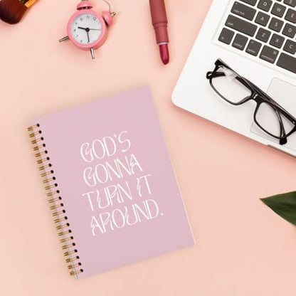 Coquette Christian Spiral Notebook Journal Gifts for Women Teen Girl - color: god's gonna turn it around