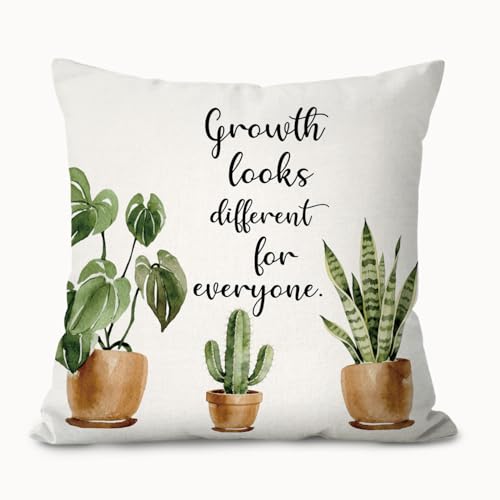 Mental Health Throw Pillow Cover 18x18,Plant Classroom Decor - color: Grow