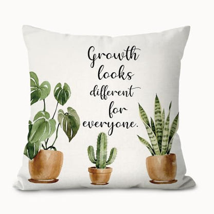Mental Health Throw Pillow Cover 18x18,Plant Classroom Decor - color: Grow
