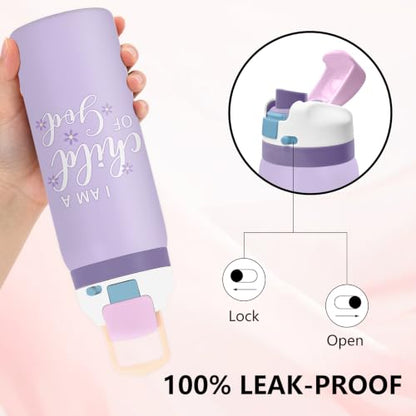 I Am A Child of God 32oz Insulated Water Bottle Gift for Women, 1PCS - color: Christianity-Purple