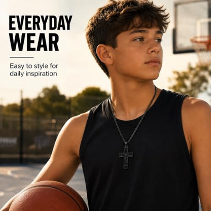 Smilelife Soccer Baseball Basketball Football Cross Necklace for Boys Men - style: Basketball