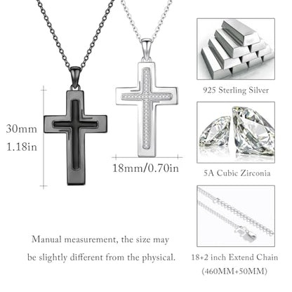 TUGHRA Couples Necklace Sterling Silver His and Hers Matching Necklace, Pendant Couples Jewelry Gifts for Couple Her Him - style: 02-Cubic Zirconia cross