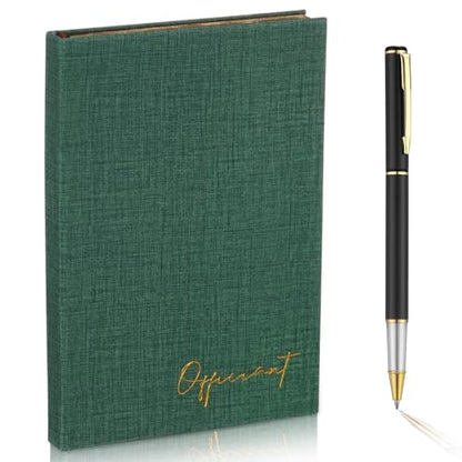 Engrowtic Wedding Officiant Book with Pen 5.25x8.25,Dark Green,Classic - color: Dark Green, style: Classic
