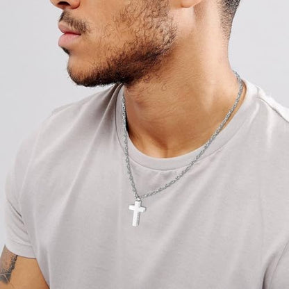 Cremation Cross Necklace for Ashes Stainless Steel Cross Urn Pendant Ashes Holder Memorial Jewelry-With Me Always - style: With Me Always-Silver-Gift Box