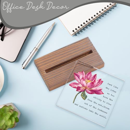 Lotus Flower Inspirational Desk Sign for Women Men, Motivational Acrylic Office Decor with Positive Healing Quote, Encouragement Gift for Coworker Friend Therapist Teacher, Spiritual Desk Plaque EC432 - style: Friend Therapist Teacher