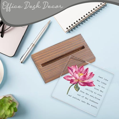 Lotus Flower Inspirational Desk Sign for Women Men, Motivational Acrylic Office Decor with Positive Healing Quote, Encouragement Gift for Coworker Friend Therapist Teacher, Spiritual Desk Plaque EC432 - style: Friend Therapist Teacher