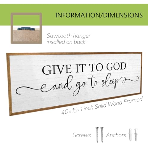 TQianJiang Give It To God And Go To Sleep Wall Decor Sign, 40"X15" Wood - color: Wood, size: 40"L x 15"W